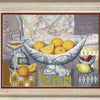 DIY Cross stitch kit with a printed canvas "Oranges matured in warm sun rays"