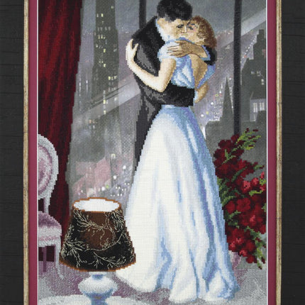 DIY Cross stitch kit with a printed canvas "Romantic evening"