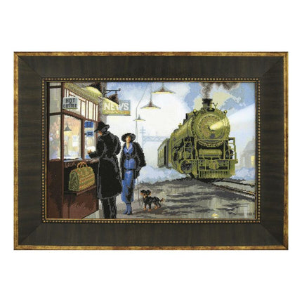 DIY Cross stitch kit with a printed canvas "Evening express"