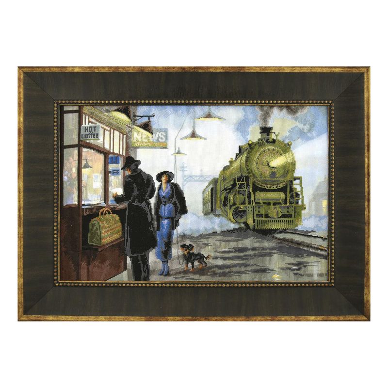 DIY Cross stitch kit with a printed canvas "Evening express"