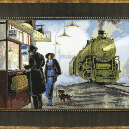 DIY Cross stitch kit with a printed canvas "Evening express"