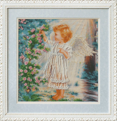 DIY Beadwork kit "Angel and pink bush"