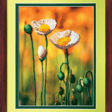 DIY Beadwork kit "White poppies"