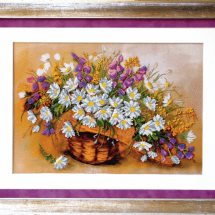 DIY Beadwork kit "Camomiles and bluebells"