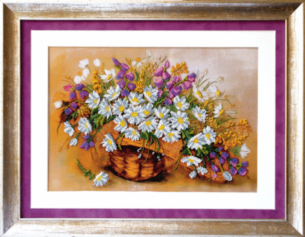 DIY Beadwork kit "Camomiles and bluebells"