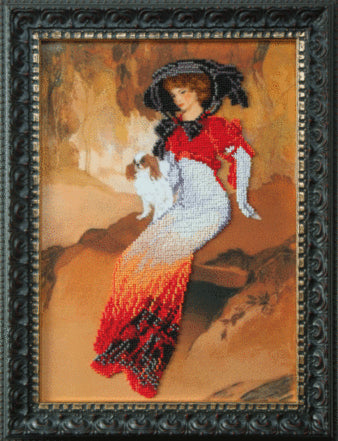 DIY Beadwork kit "Lady with white Blenheim"