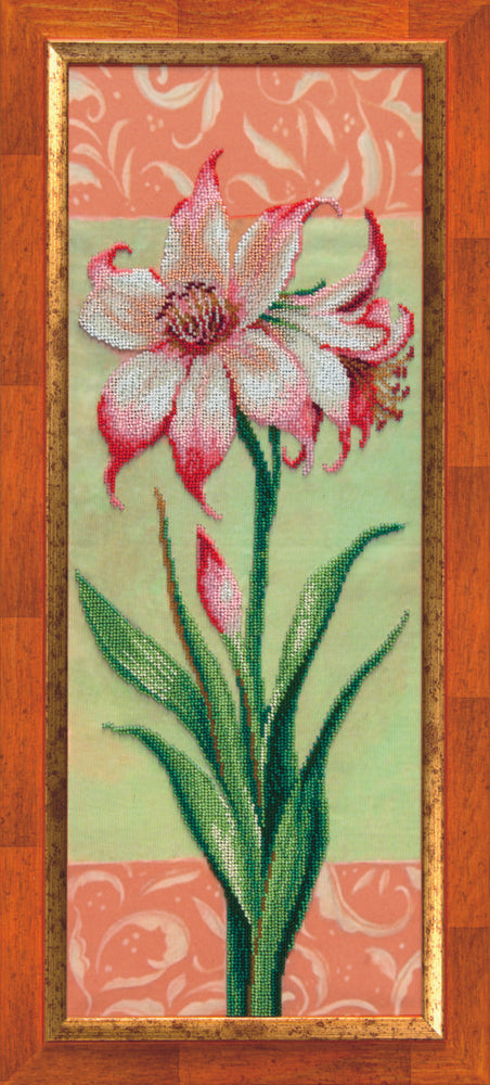DIY Beadwork kit "Pink hippeastrum"