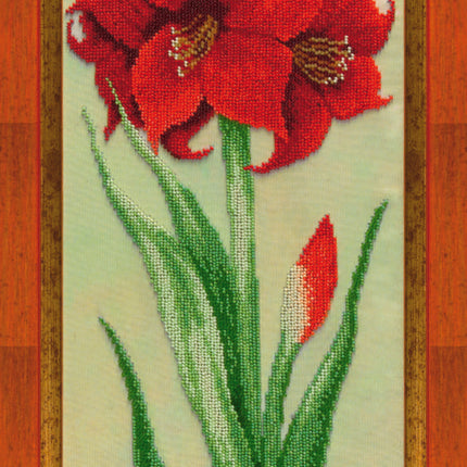 DIY Beadwork kit "Red hippeastrum"
