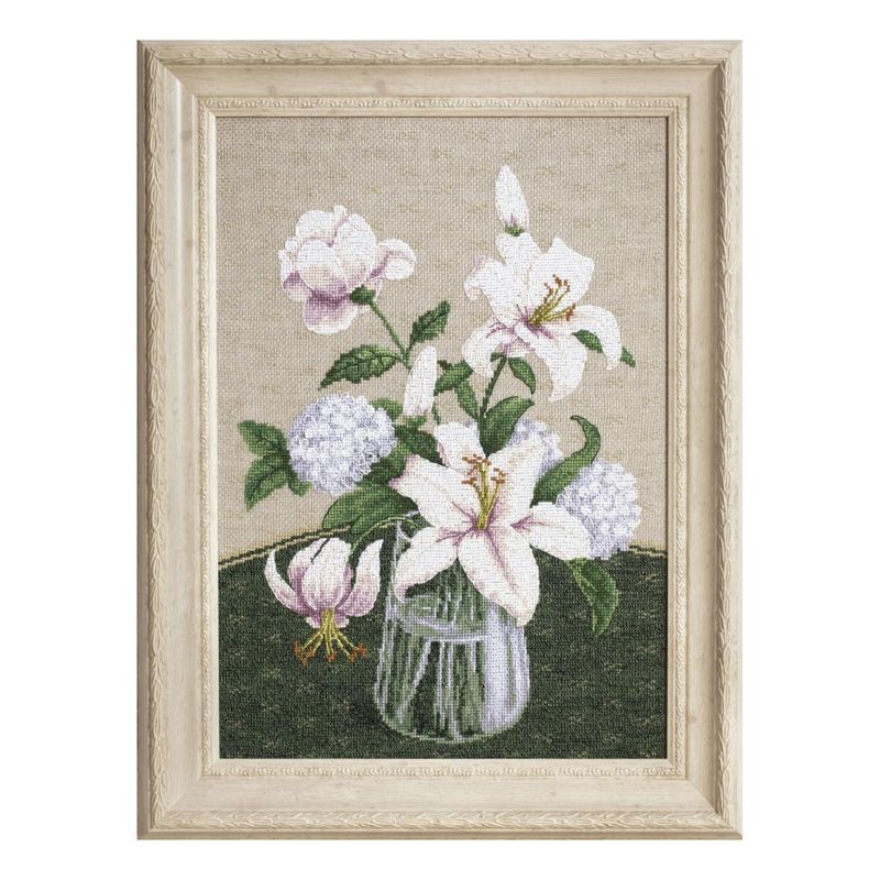 DIY Counted Cross Stitch Kit "Mystery of white flowers"