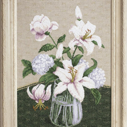 DIY Counted Cross Stitch Kit "Mystery of white flowers"