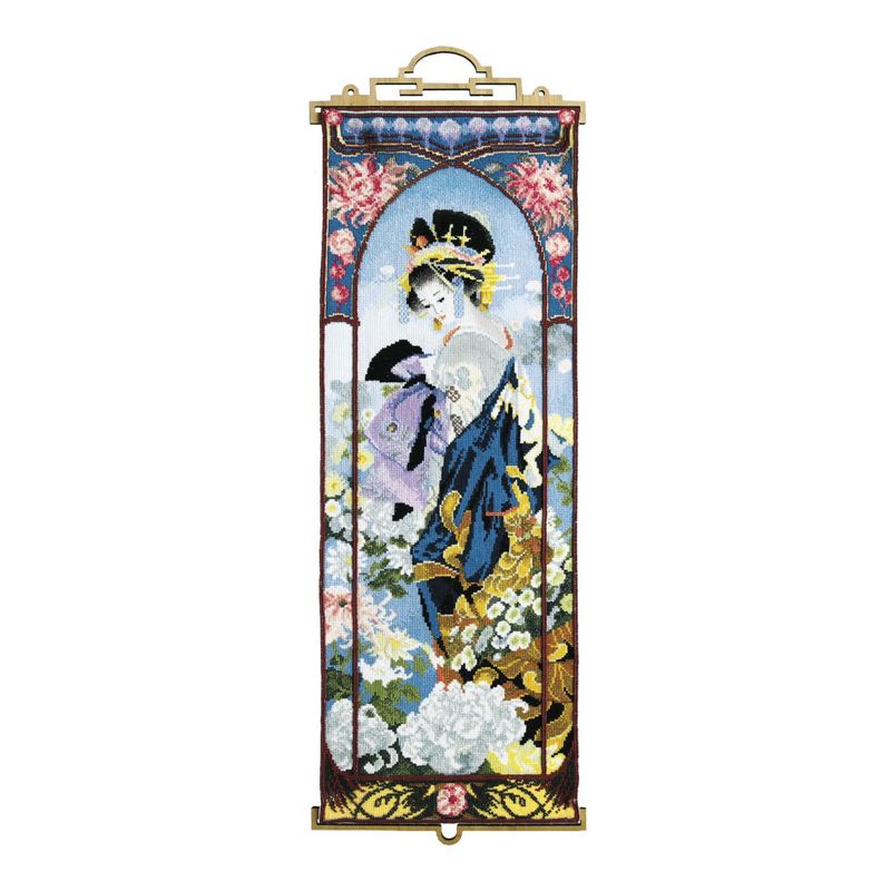 DIY Counted Cross Stitch Kit "Geisha with chrysanthemums"