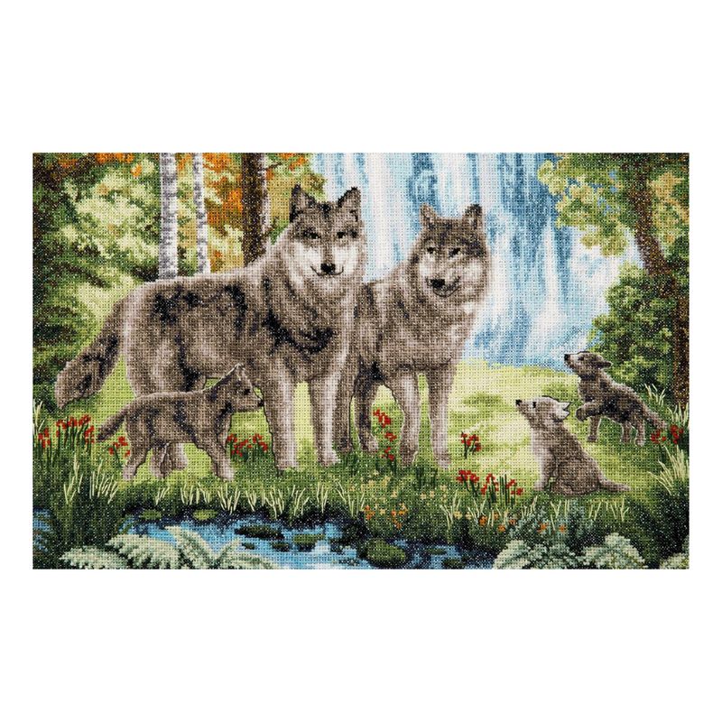 DIY Counted Cross Stitch Kit "Wolf family"