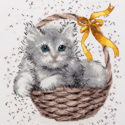 DIY Counted Cross Stitch Kit "Gray kitten"