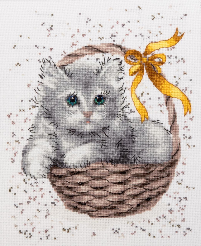 DIY Counted Cross Stitch Kit "Gray kitten"