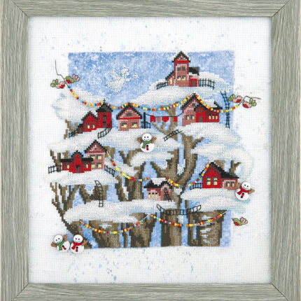 DIY Cross stitch kit with a printed canvas "Christmas fairytale"