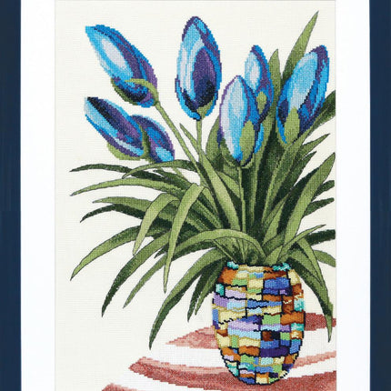 DIY Counted Cross Stitch Kit "Sky-blue tulips"
