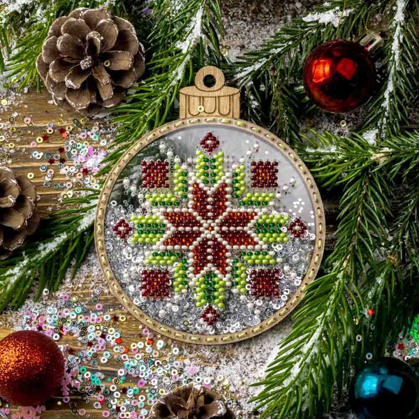 DIY Bead embroidery kit on a plastic base "Christmas ball Snowflake"