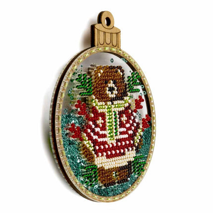 DIY Bead embroidery kit on a plastic base "Christmas ball Bear "