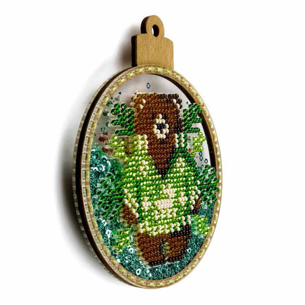 DIY Bead embroidery kit on a plastic base "Christmas ball Bear "