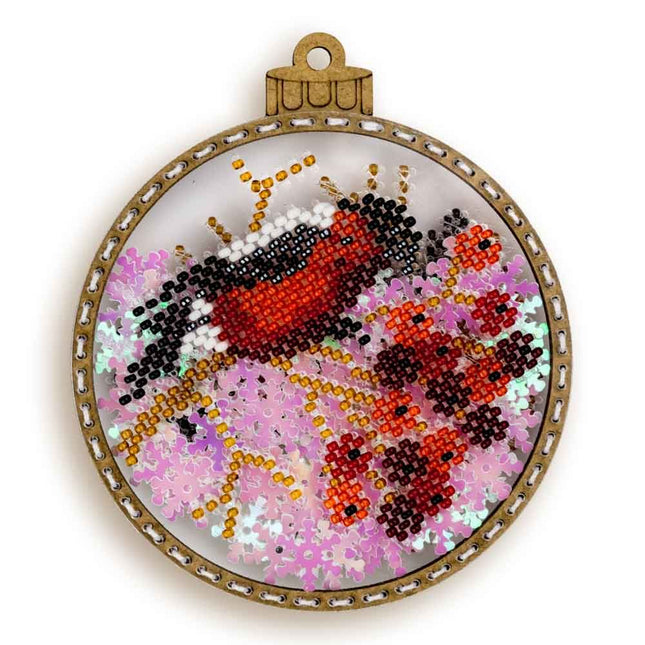 DIY Bead embroidery kit on a plastic base "Christmas bird"