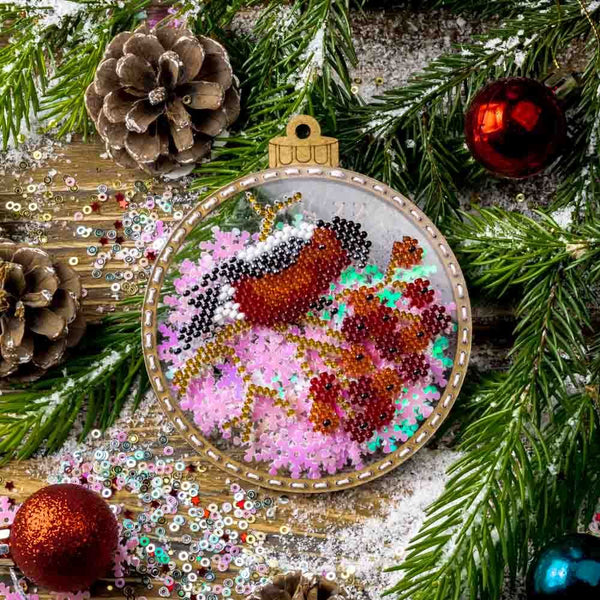 DIY Bead embroidery kit on a plastic base "Christmas bird"