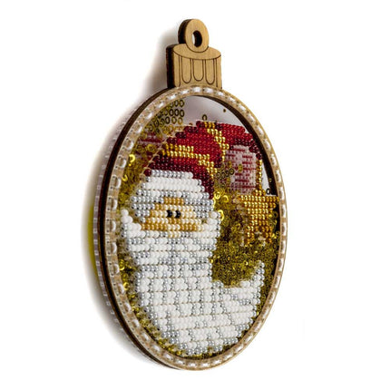 DIY Bead embroidery kit on a plastic base "Christmas ball Santa"