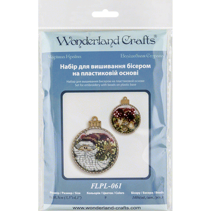 DIY Bead embroidery kit on a plastic base "Christmas ball Santa"