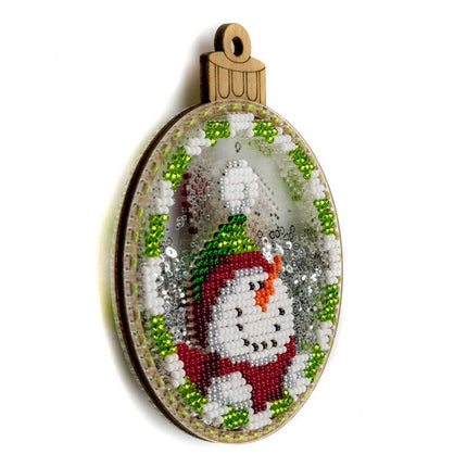 DIY Bead embroidery kit on a plastic base "Christmas ball Snowman"