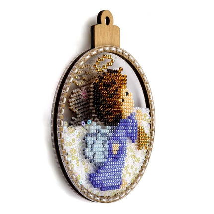 DIY Bead embroidery kit on a plastic base "Christmas ball Angel"