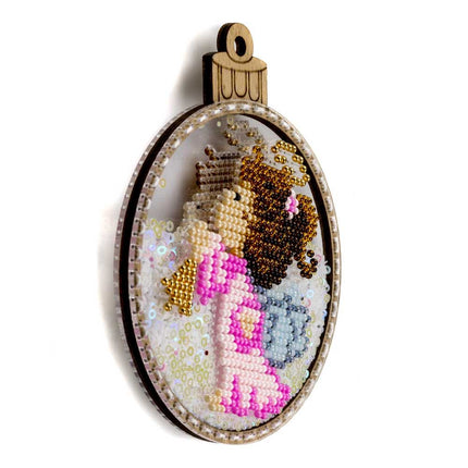DIY Bead embroidery kit on a plastic base "Christmas ball Angel"
