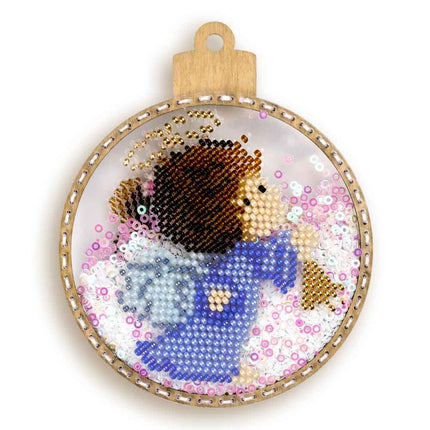 DIY Bead embroidery kit on a plastic base "Christmas ball Angel"