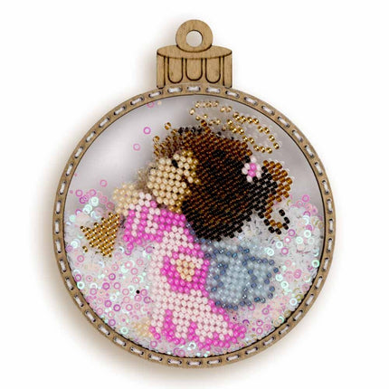DIY Bead embroidery kit on a plastic base "Christmas ball Angel"