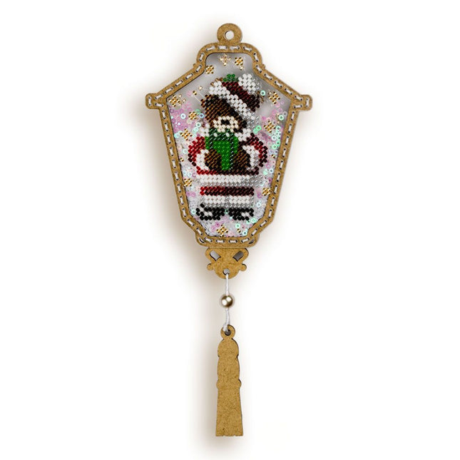 DIY Bead embroidery kit on a plastic base "Santa bear"