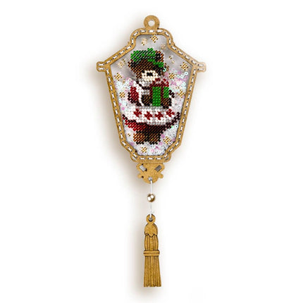 DIY Bead embroidery kit on a plastic base "Santa bear"