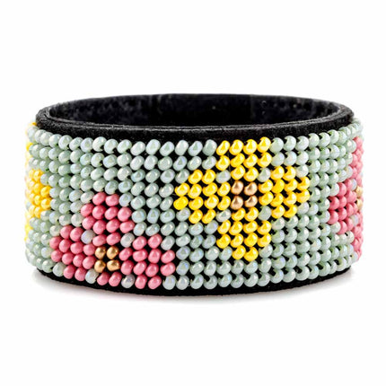 Bead embroidery kit on artificial leather Bracelet (3х17cm) FLBB-105 Black