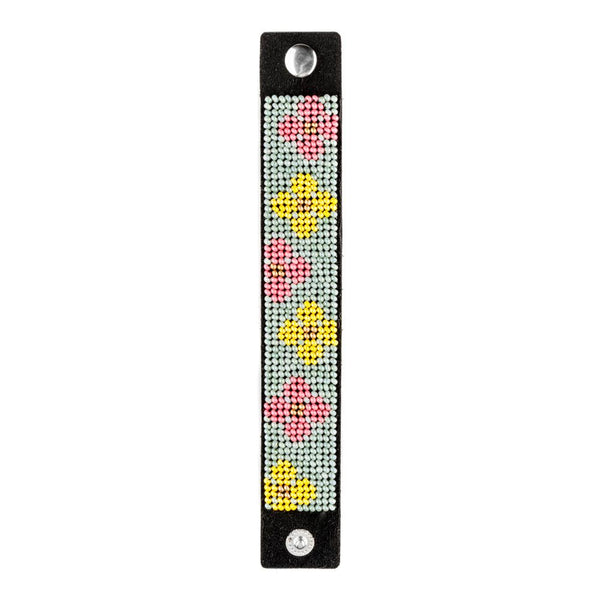 Bead embroidery kit on artificial leather Bracelet (3х17cm) FLBB-105 Black