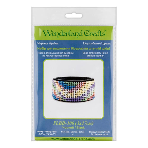 Bead embroidery kit on artificial leather Bracelet (3х17cm) FLBB-106 Black