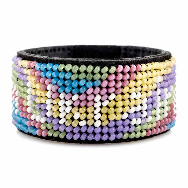 Bead embroidery kit on artificial leather Bracelet (3х17cm) FLBB-106 Black