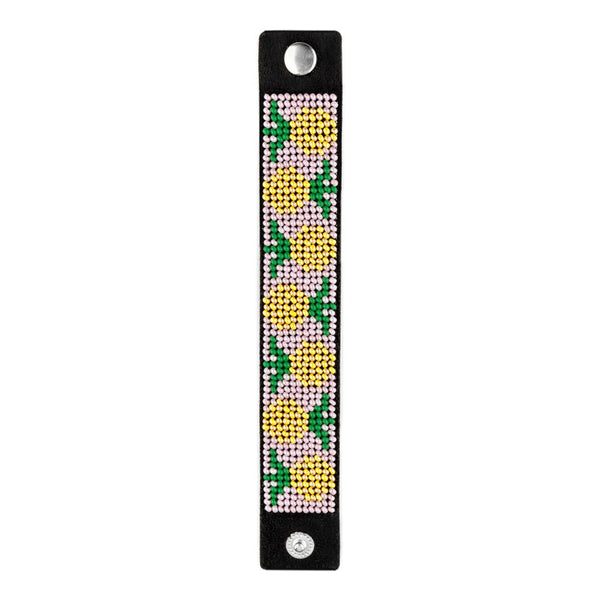 Bead embroidery kit on artificial leather Bracelet (3х17cm) FLBB-107 Black