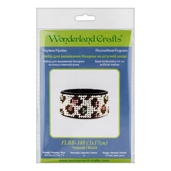 Bead embroidery kit on artificial leather Bracelet (3х17cm) FLBB-108 Black