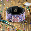 Bead embroidery kit on artificial leather Bracelet (3х17cm) FLBB-109 Black