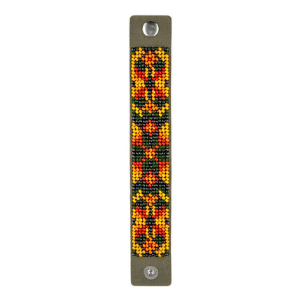 Bead embroidery kit on artificial leather Bracelet (3х17cm) FLBB-112 Khaki