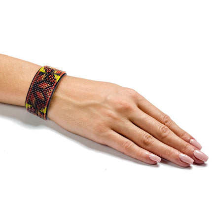 Bead embroidery kit on artificial leather Bracelet (3х22cm) FLBB-118 Black