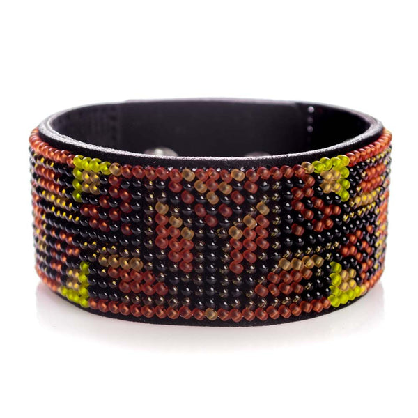 Bead embroidery kit on artificial leather Bracelet (3х22cm) FLBB-118 Black