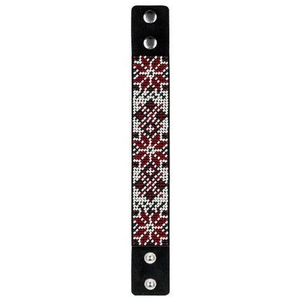 Bead embroidery kit on artificial leather Bracelet (3х22cm) FLBB-119 Black