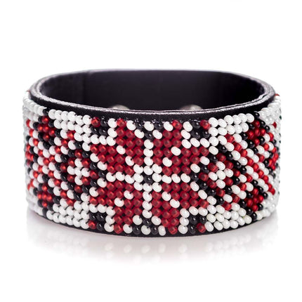 Bead embroidery kit on artificial leather Bracelet (3х22cm) FLBB-119 Black