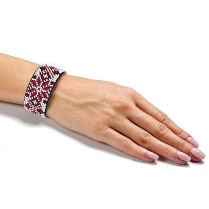Bead embroidery kit on artificial leather Bracelet (3х22cm) FLBB-119 Black
