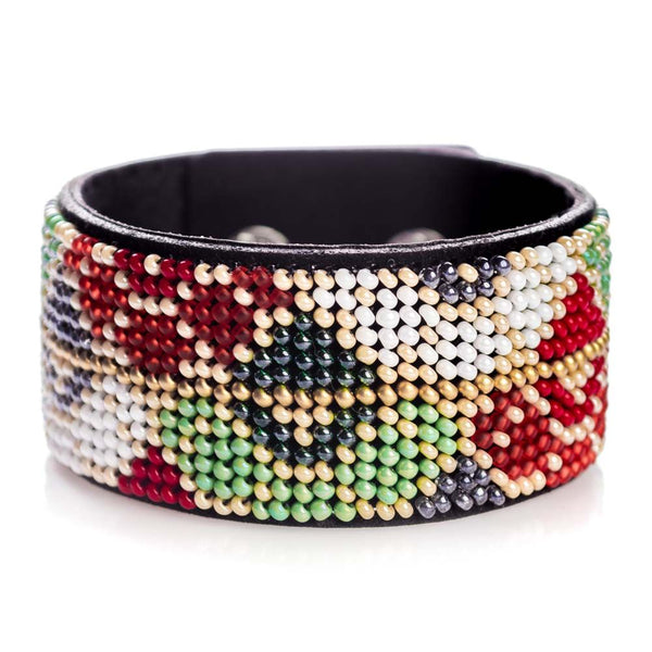 Bead embroidery kit on artificial leather Bracelet (3х22cm) FLBB-120 Black