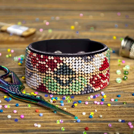 Bead embroidery kit on artificial leather Bracelet (3х22cm) FLBB-120 Black