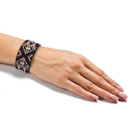 Bead embroidery kit on artificial leather Bracelet (3х22cm) FLBB-121 Black